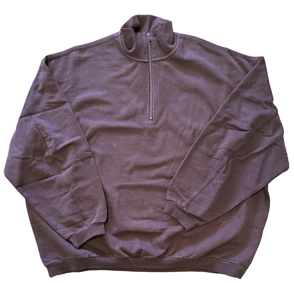 NWT SKIMS Half-Zip Slouchy Oversized Boyfriend Fleece Espresso Sz S Oversized